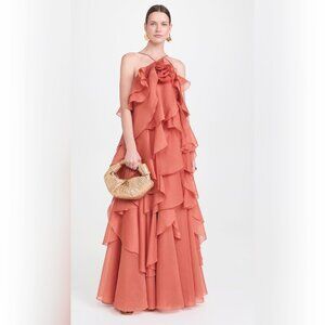 Women's Retro Applique Long Dress - Camisole Sleeveless Backless High Waist